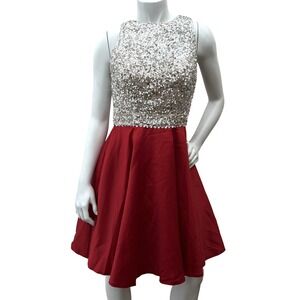 Homecoming Dresses Short Beading Satin Prom Dresses Open Back Size 8